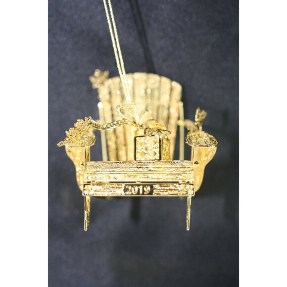 Danbury Mint 2019 Gold-Plated Adirondack Chair Ornament With Intricate Detailing - Picture 1 of 2
